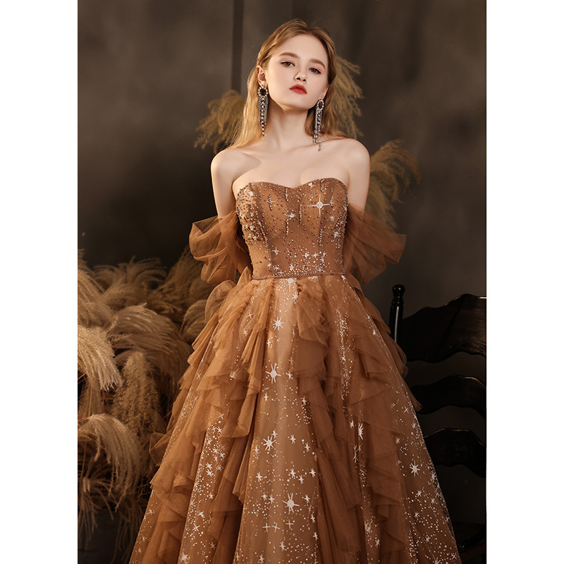 Elegant ladies wedding guest dress with a tube top design