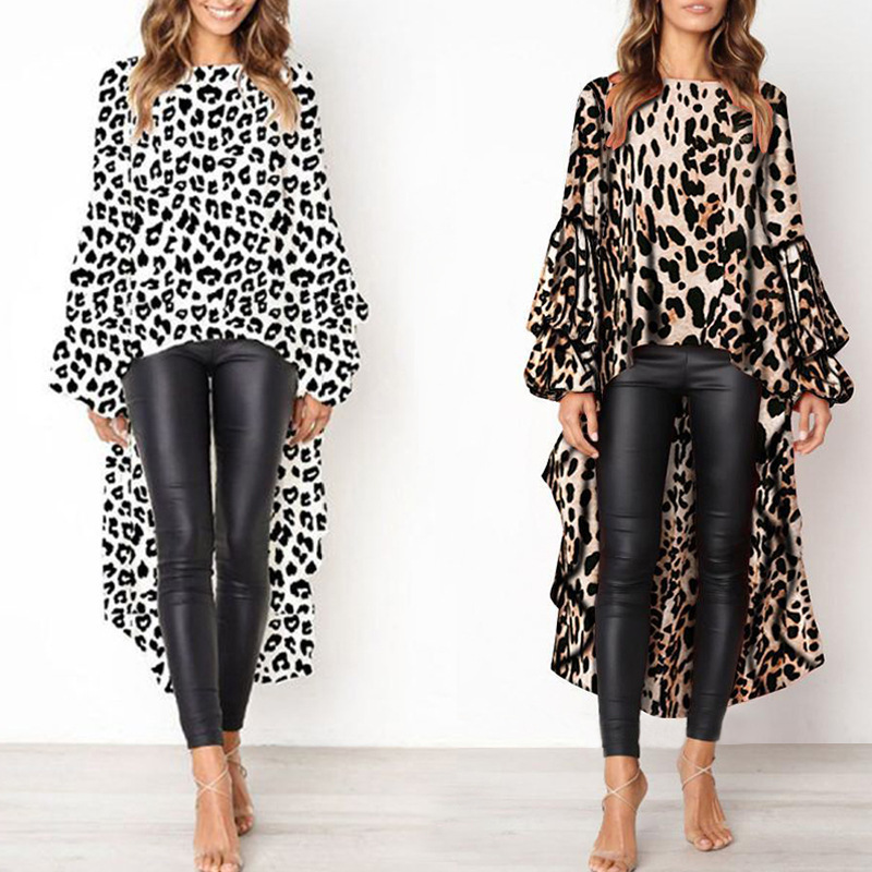 Leopard print shirt for women with long-lasting print
