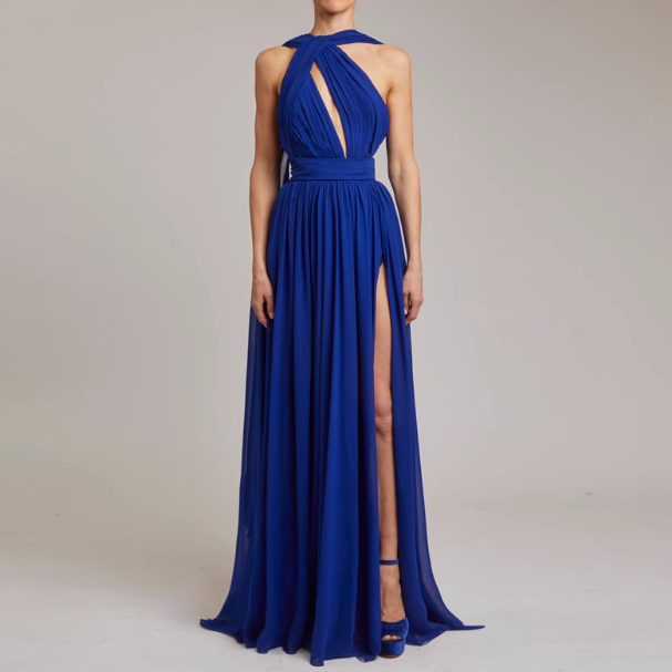 Elegant ladies going out dresses in blue