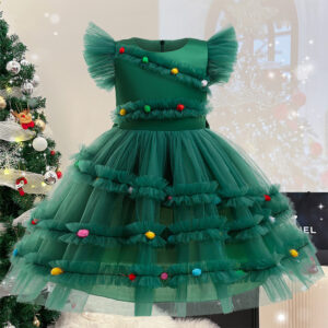 green flower girl dress
