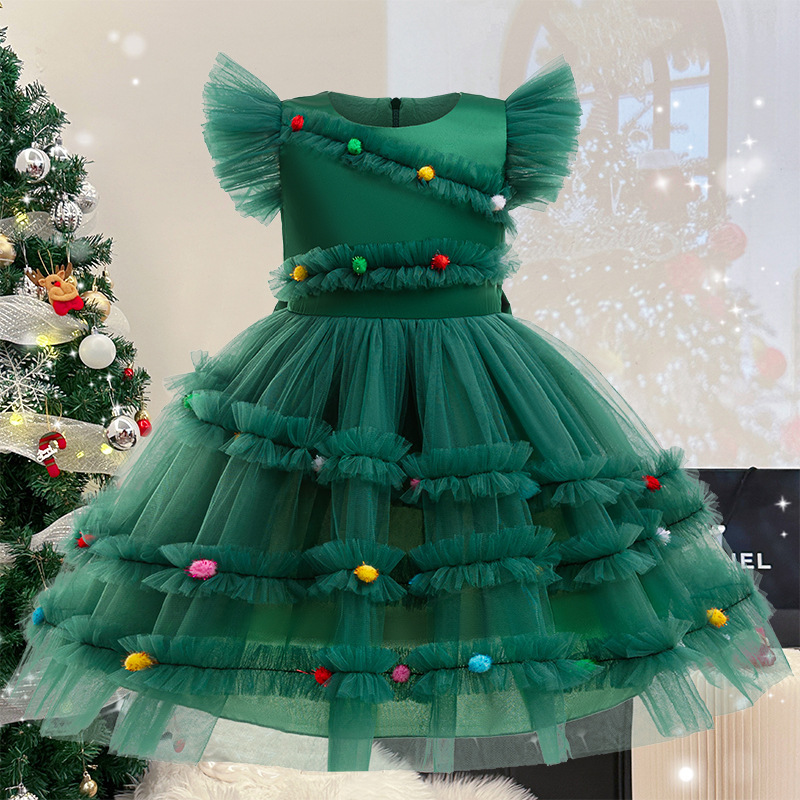 green flower girl dress