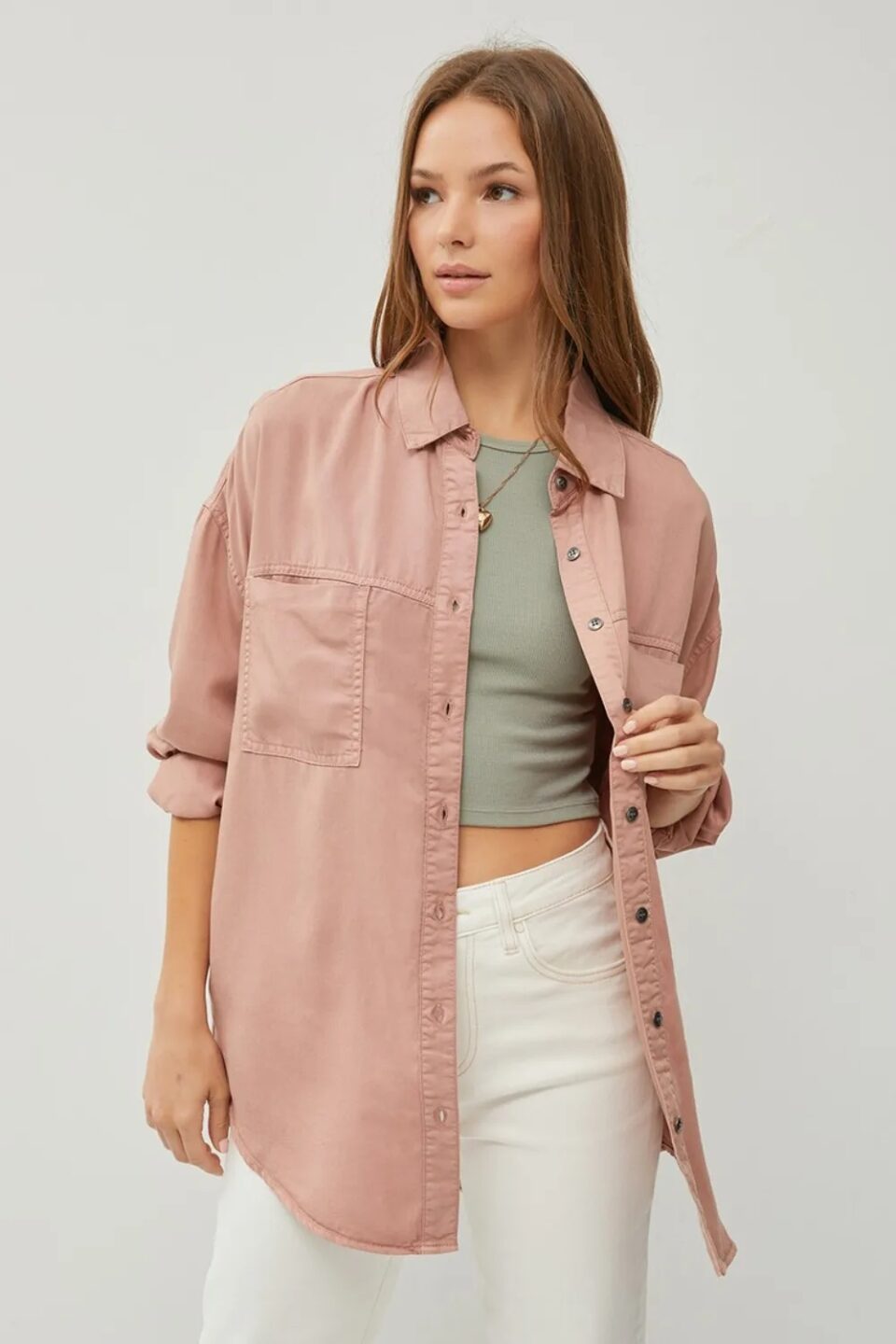 Button-up long sleeve t-shirt women