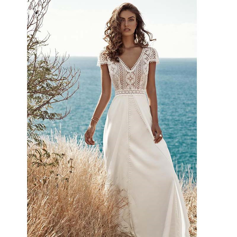 Elegant white lace dress from ladies dresses sale