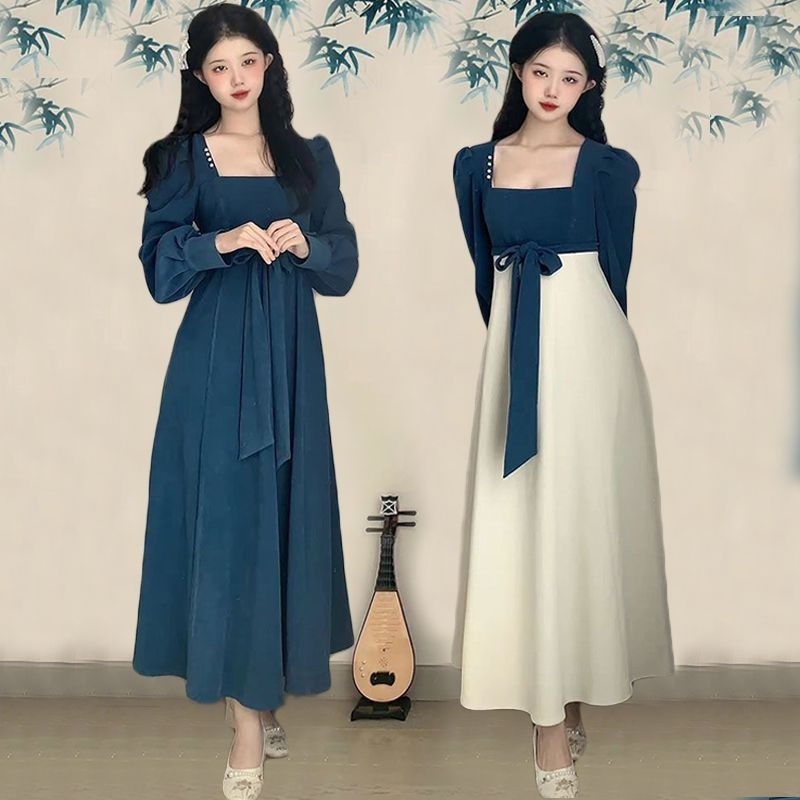 blue flower girl dresses