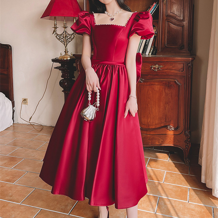 wine red cocktail dress