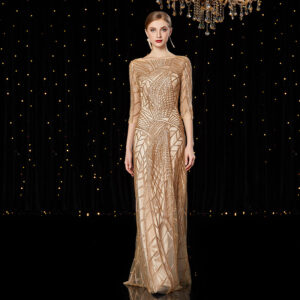 Elegant ladies leather dress in gold