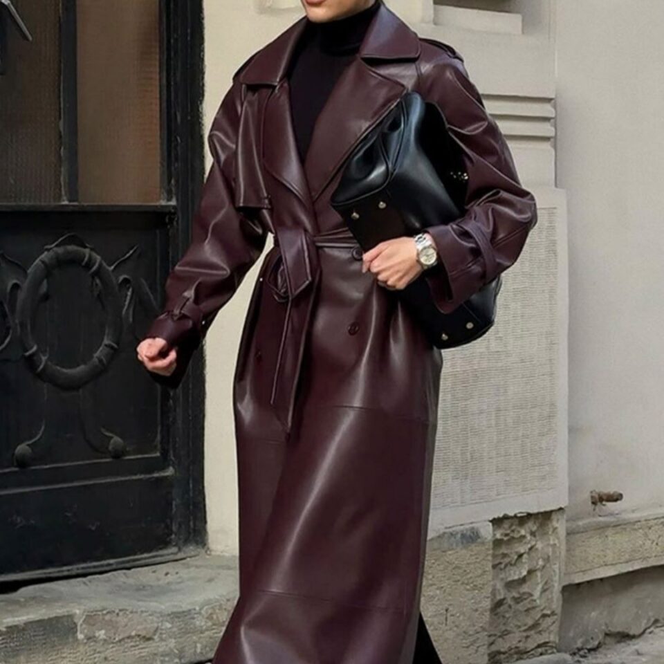 suede leather dark red jacket