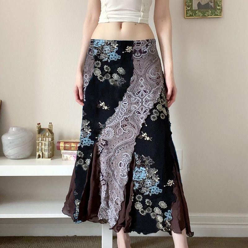 Black denim skirt