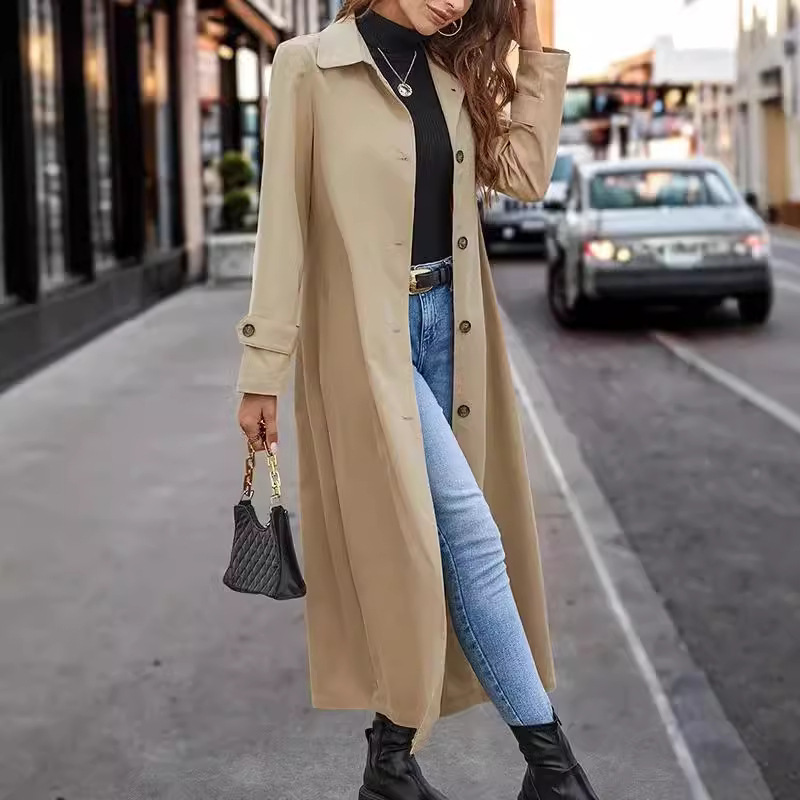 short trench coat women beige front view
