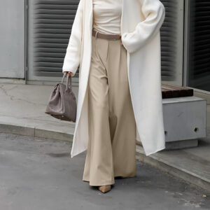 Khaki Pleated Wide Leg Pants
