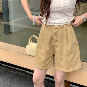 Womens cycling shorts in light blue denim
