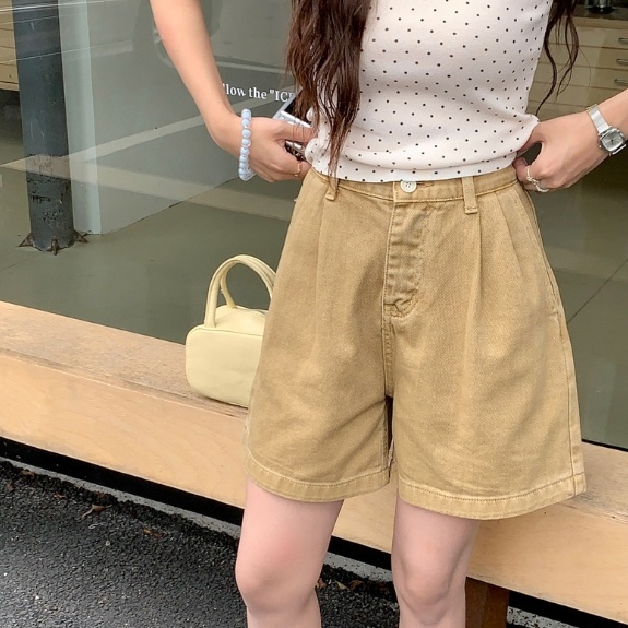 Womens cycling shorts in light blue denim