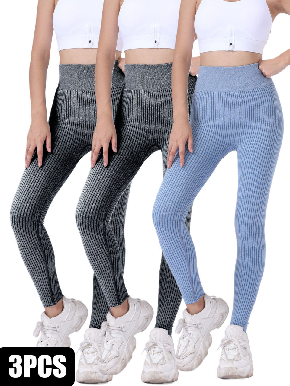 Ribbed thermal leggings providing flattering fit and support.