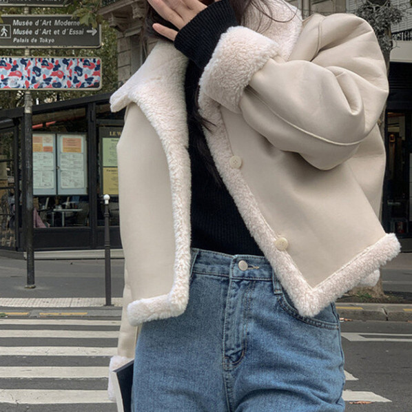women's wool winter jacket in apricot