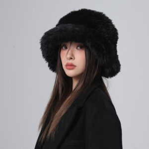 hat fedora women's furry black