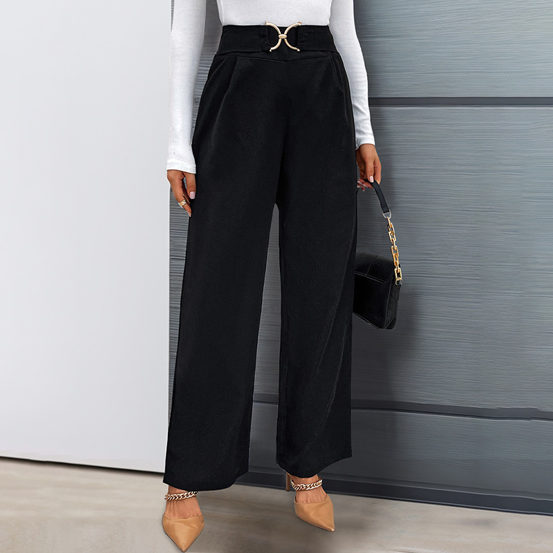 High Waisted Wide Leg Pants in Black