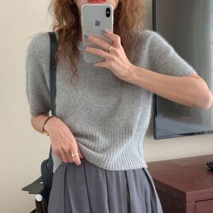 ladies short sleeve knitted tops