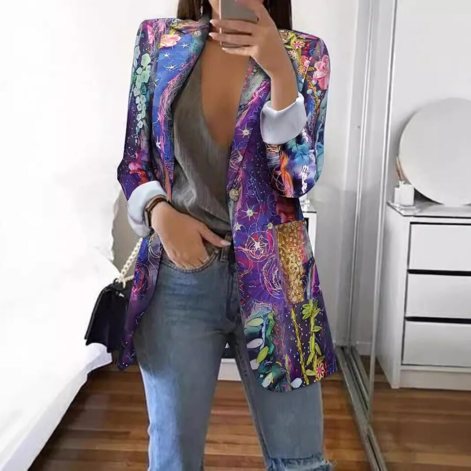printed jacket that is suede leather texture