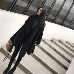 black real fur clothing women’s coat