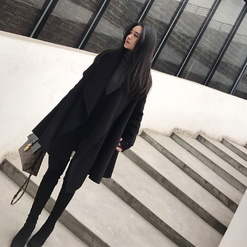 black real fur clothing women’s coat