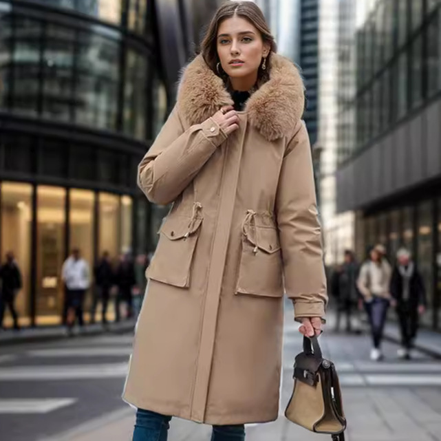 short trench coat womens in black with fur collar