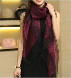 m&s womens scarves – white wine red silk