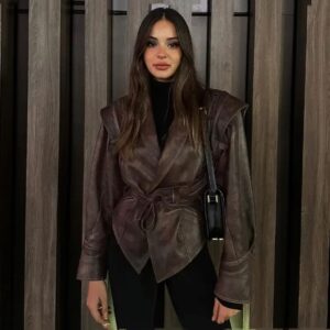 suede leather jacket dark brown