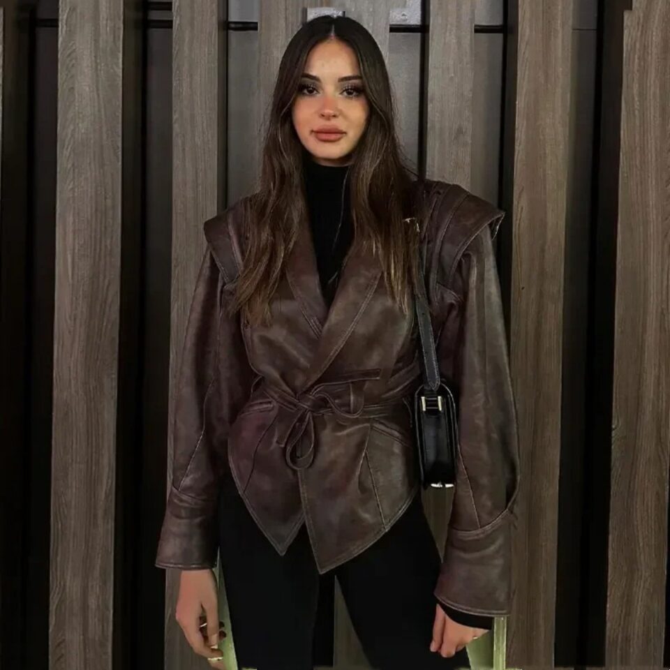 suede leather jacket dark brown
