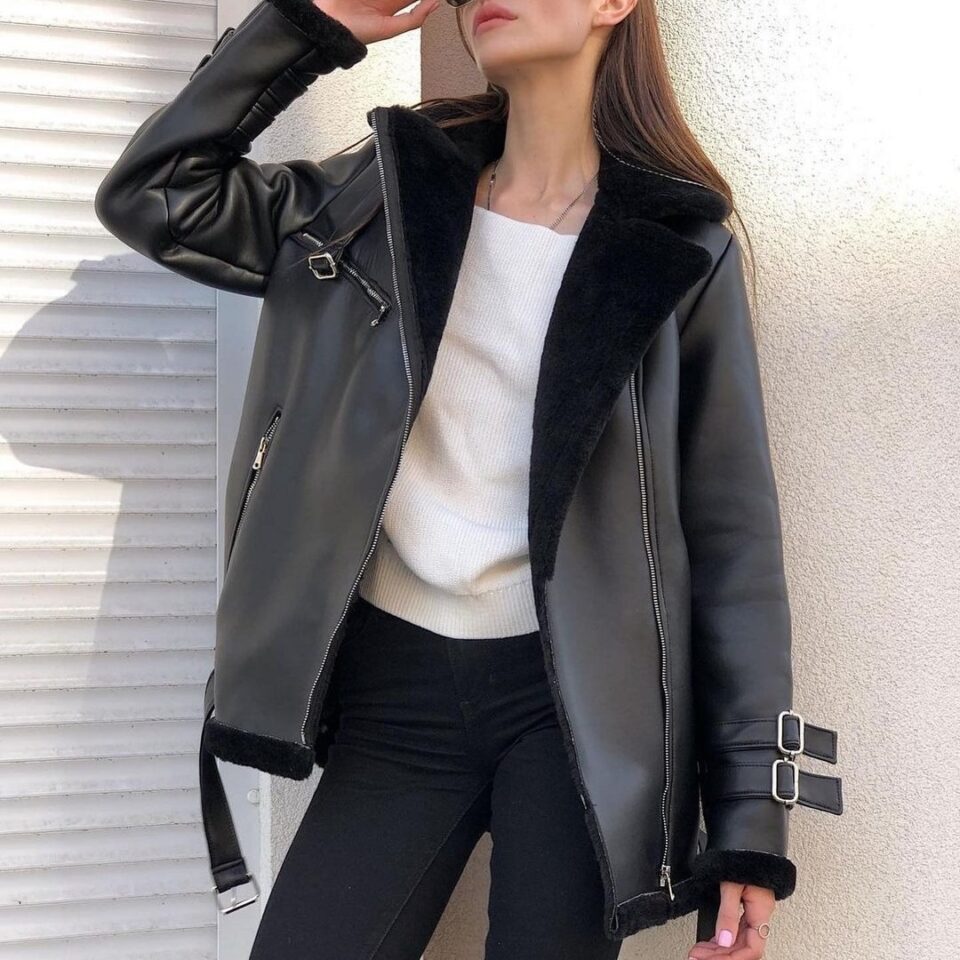 suede leather coat front view
