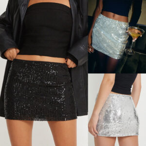 Leather Skirt in Silver