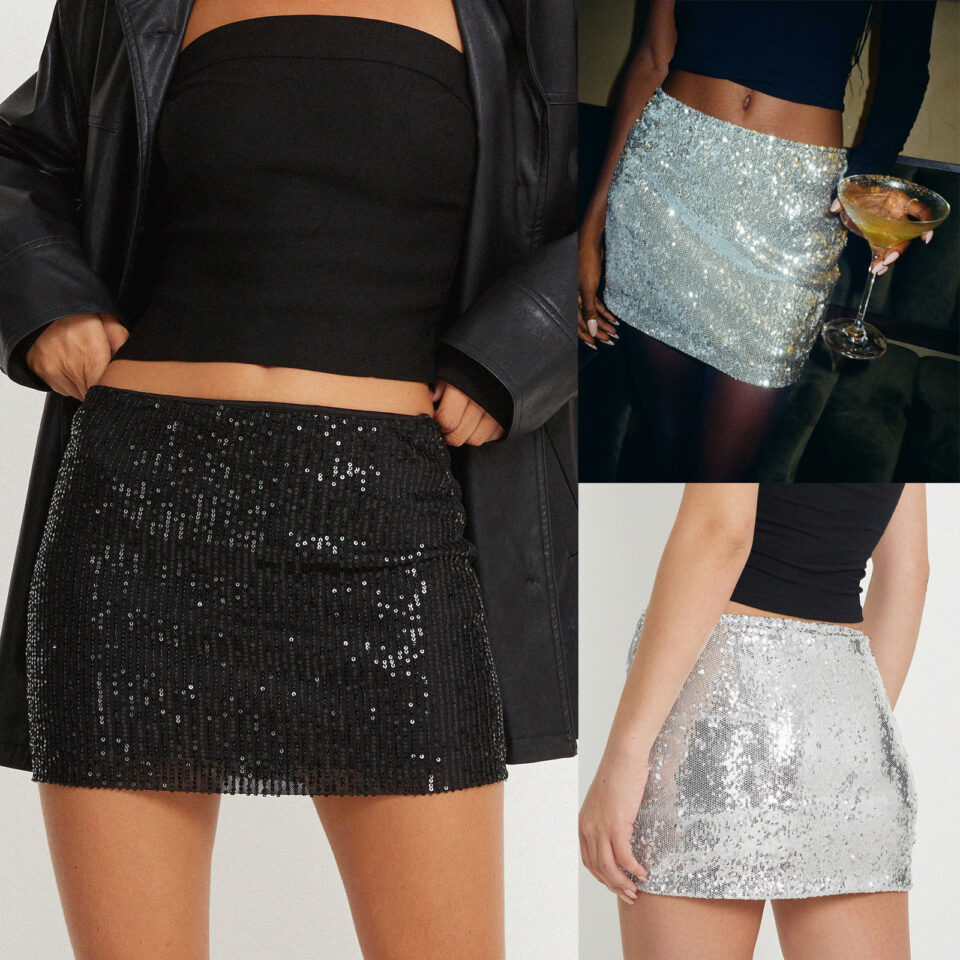 Leather Skirt in Silver